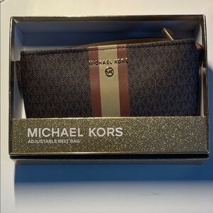 Michael Kors Dark Brown and Gold Belt Bag